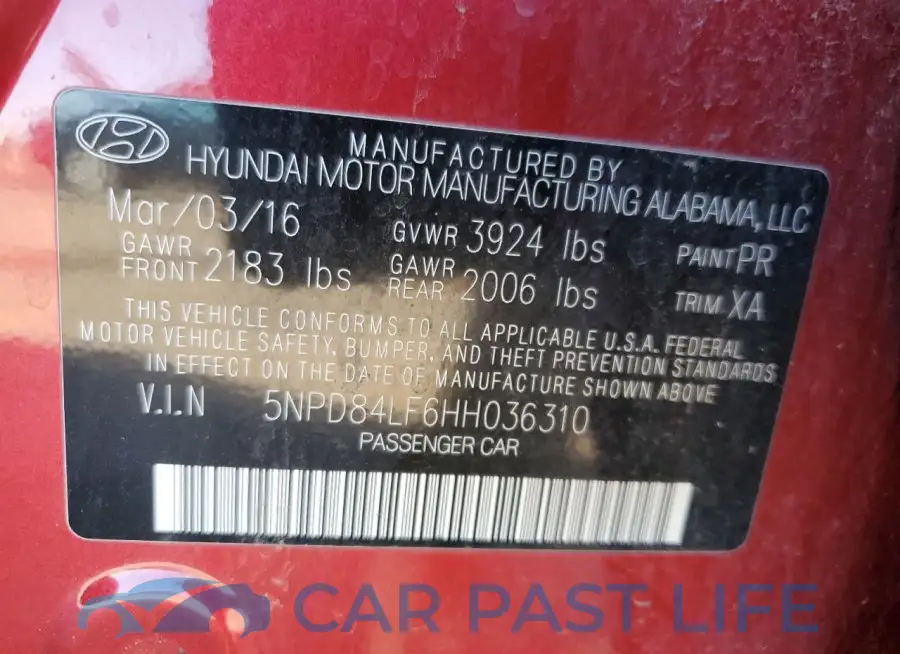 5NPD84LF6HH036310# 12