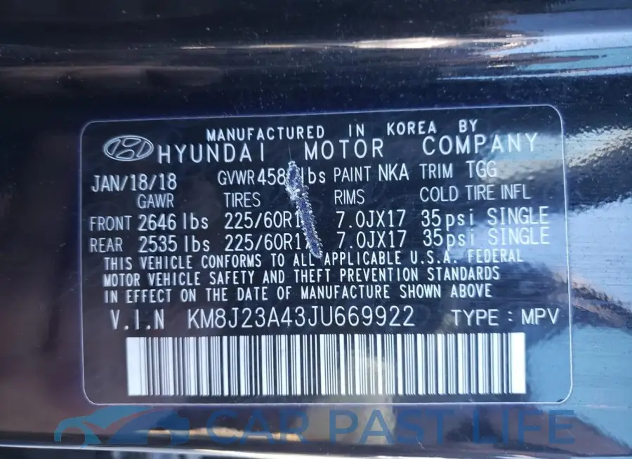 KM8J23A43JU669922# 13