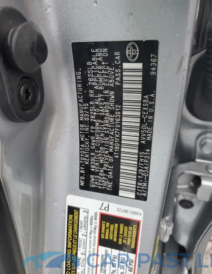 4T1BD1FK7FU163012# 12