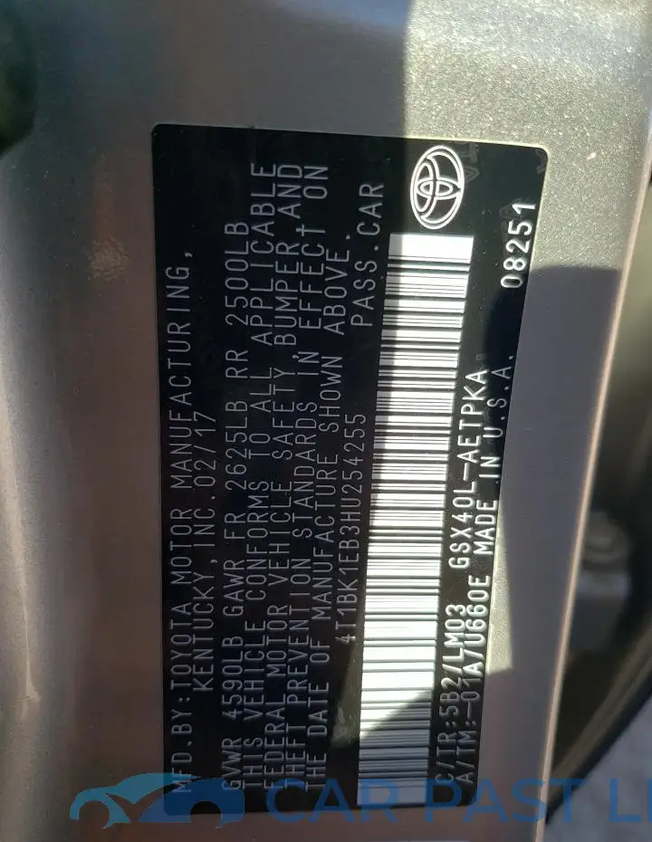 4T1BK1EB3HU254255# 12