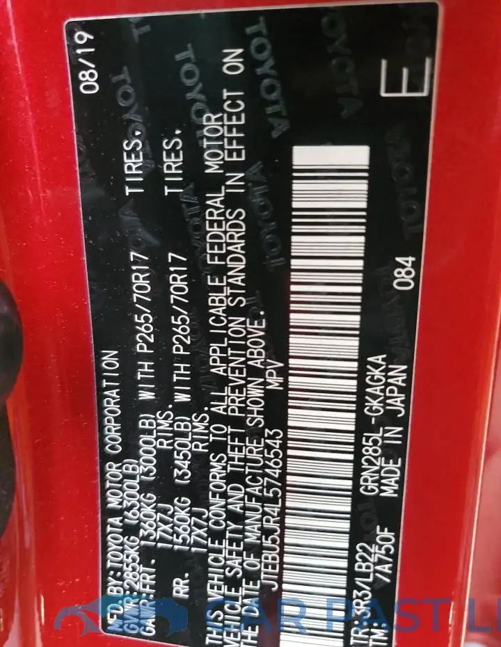 JTEBU5JR4L5746543# 12