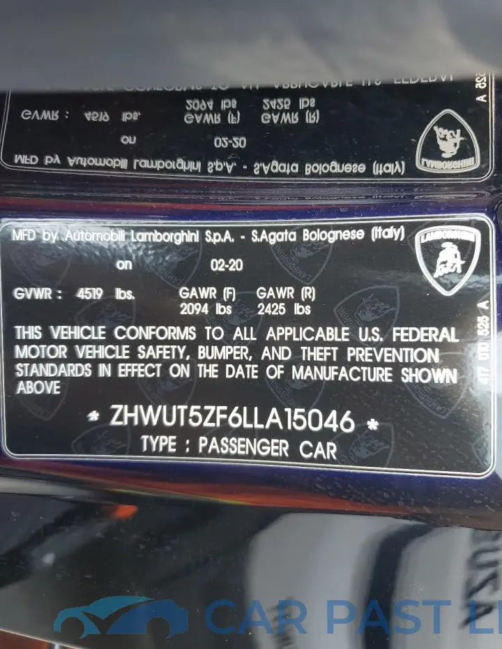 ZHWUT5ZF6LLA15046# 12