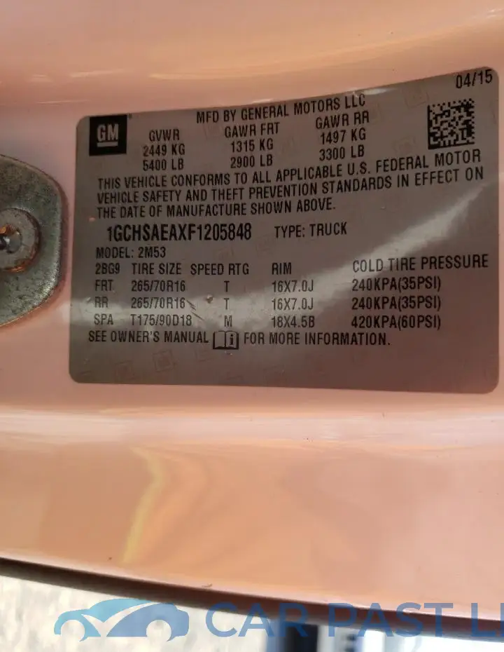 1GCHSAEAXF1205848# 12