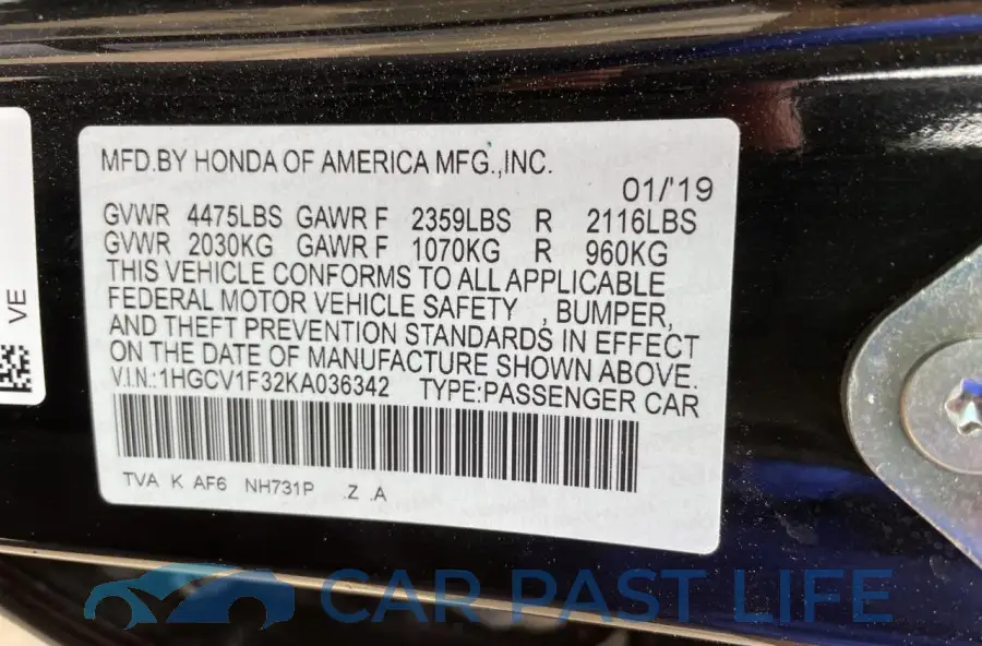 1HGCV1F32KA036342# 10