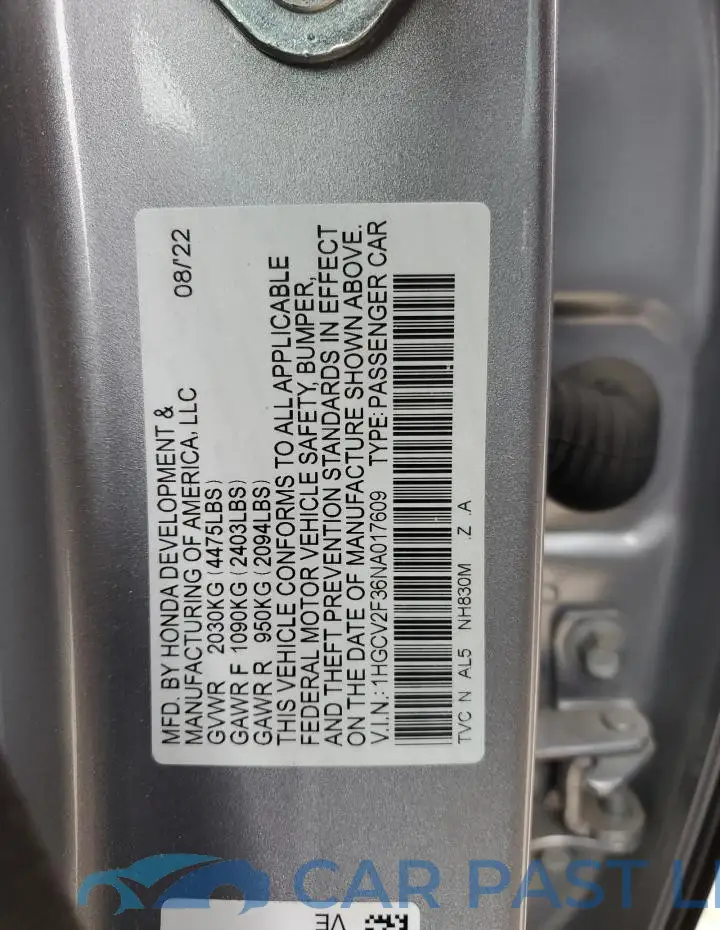 1HGCV2F36NA017609# 13