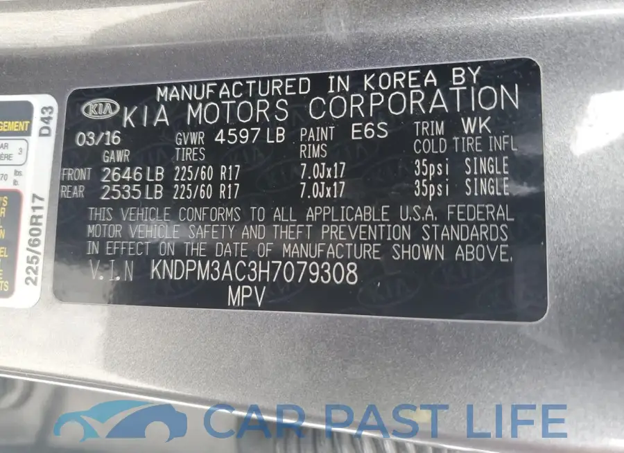 KNDPM3AC3H7079308# 13