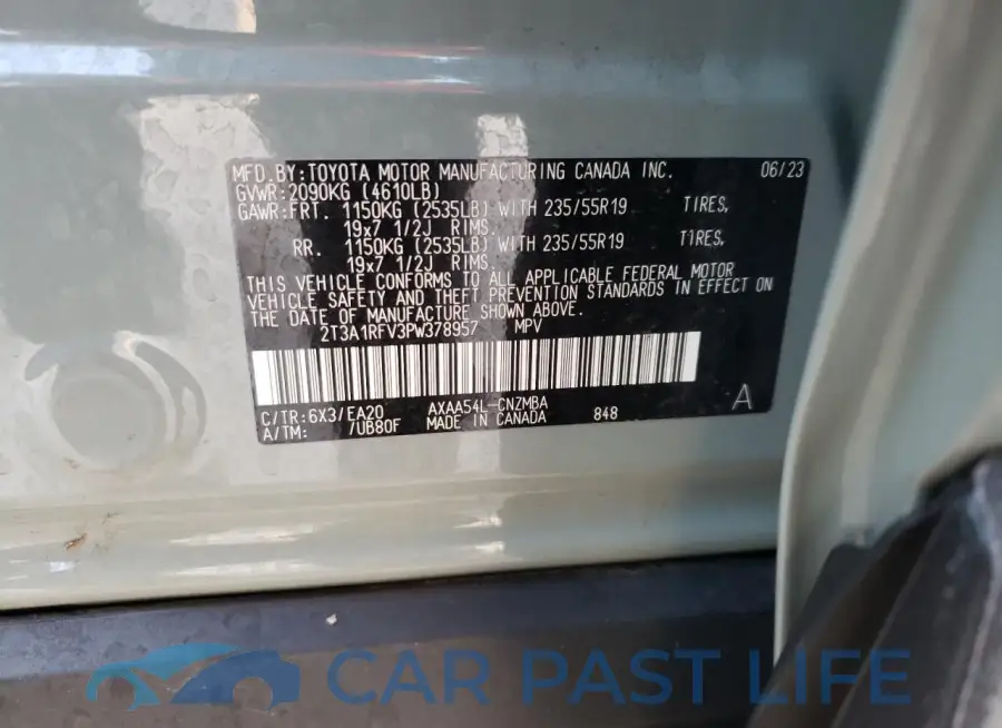2T3A1RFV3PW378957# 13