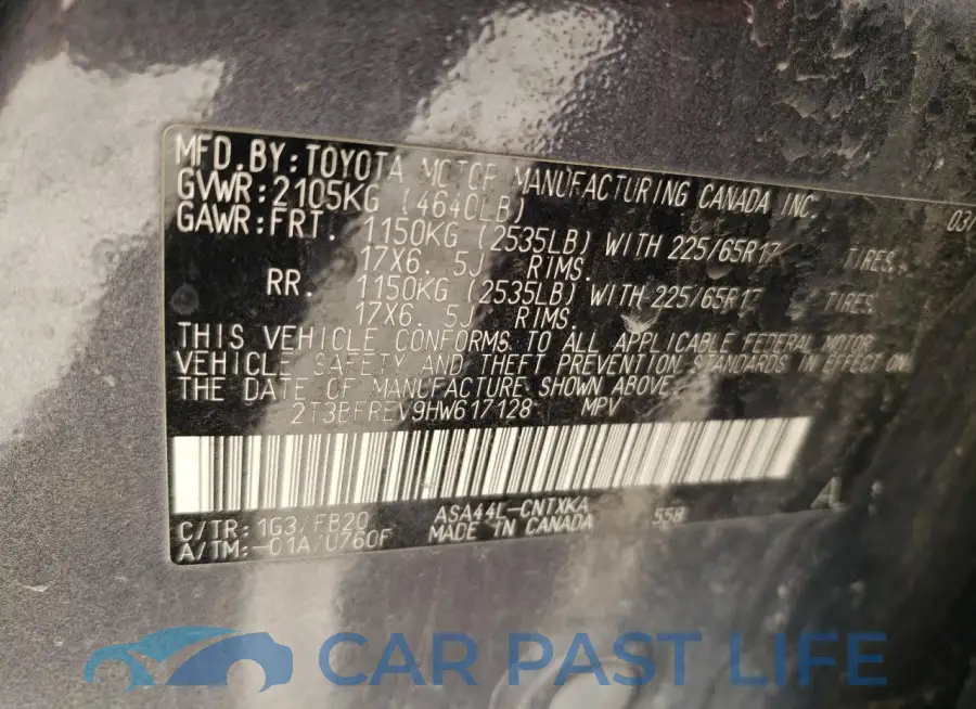 2T3BFREV9HW617128# 12