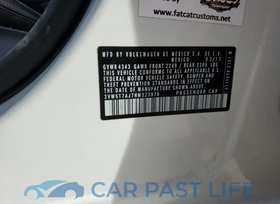3VW5T7AJ7HM323979# 12