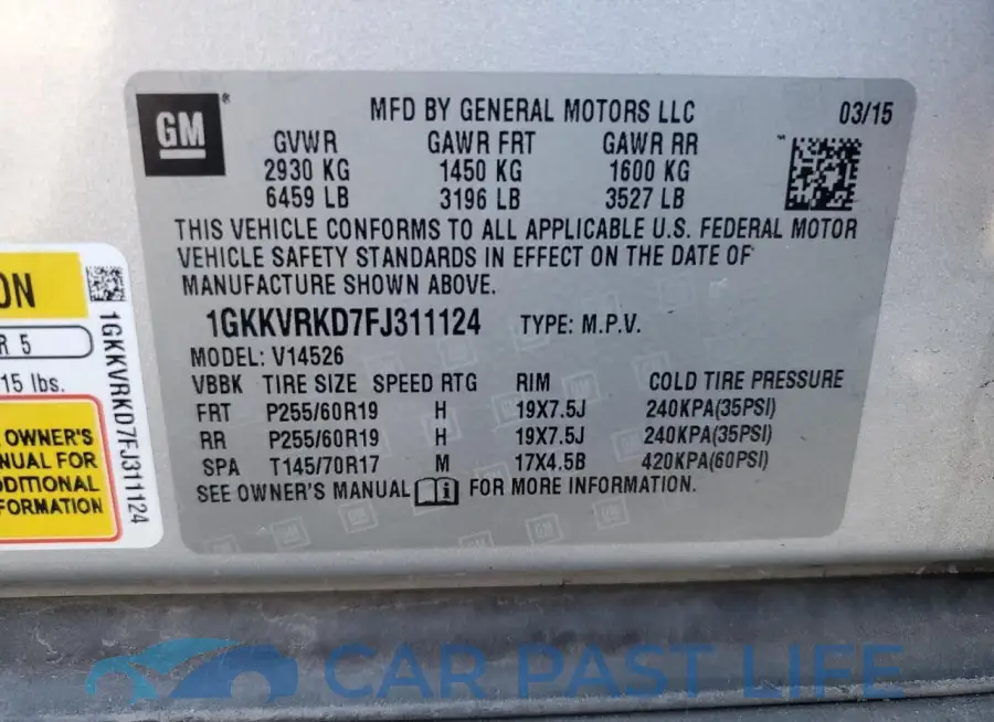 1GKKVRKD7FJ311124# 13