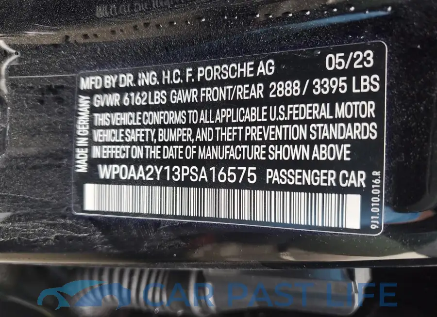 WP0AA2Y13PSA16575# 12