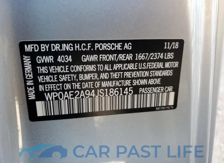 WP0AE2A94JS186145# 13
