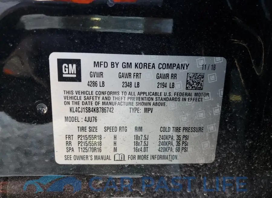 KL4CJ1SB4KB786742# 12