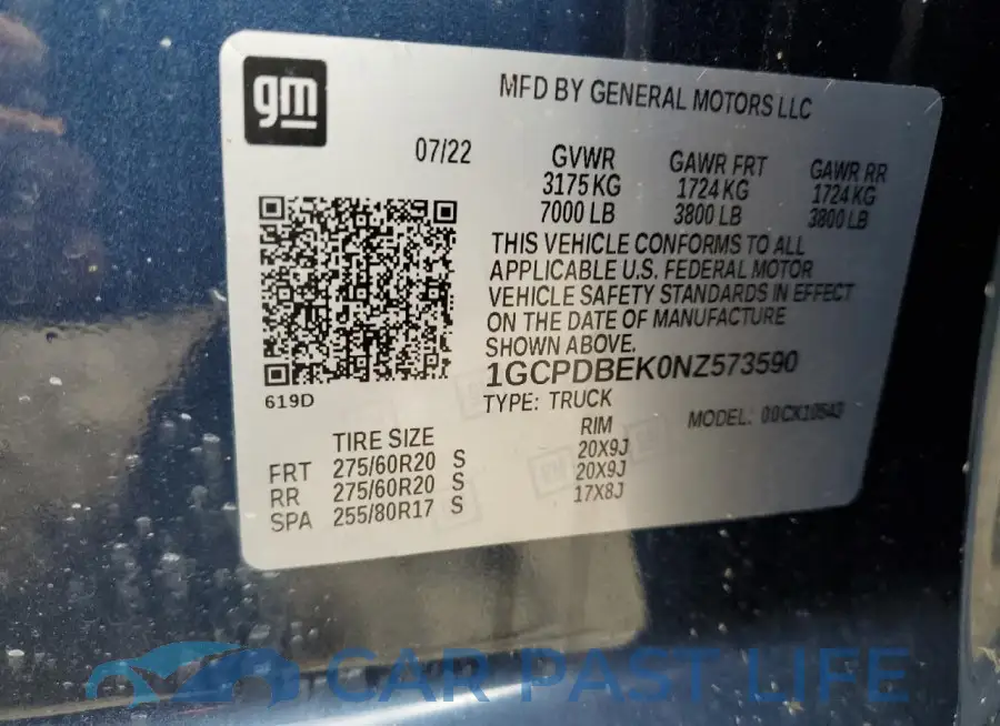1GCPDBEK0NZ573590# 12