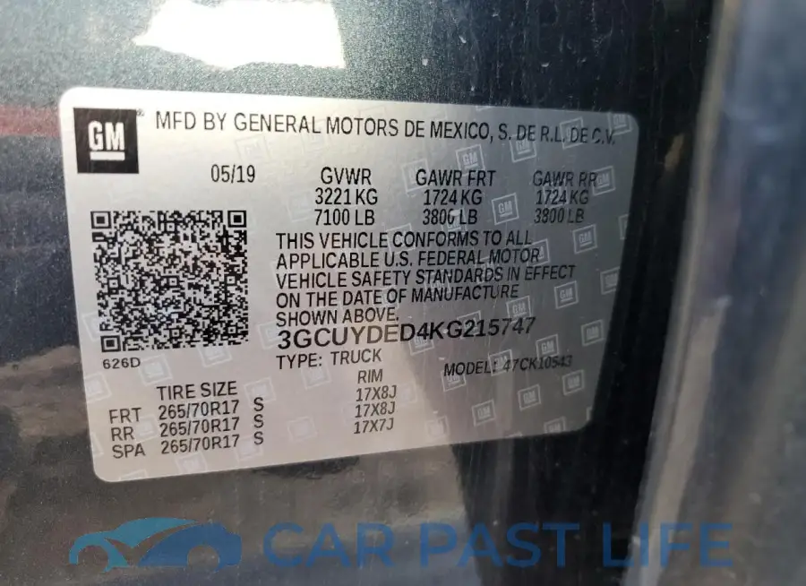 3GCUYDED4KG215747# 12