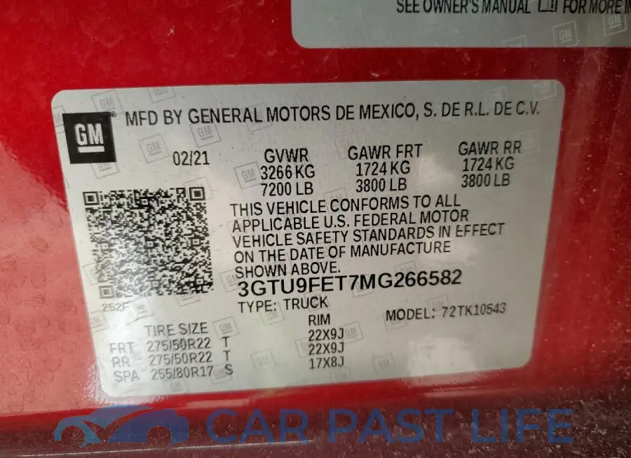 3GTU9FET7MG266582# 13