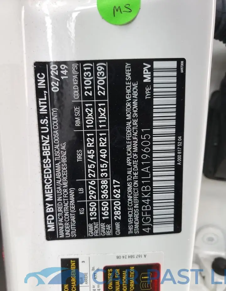 4JGFB4KB1LA196051# 12