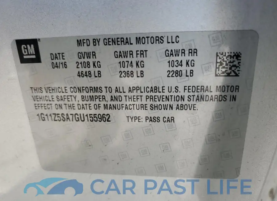 1G11Z5SA7GU155962# 12