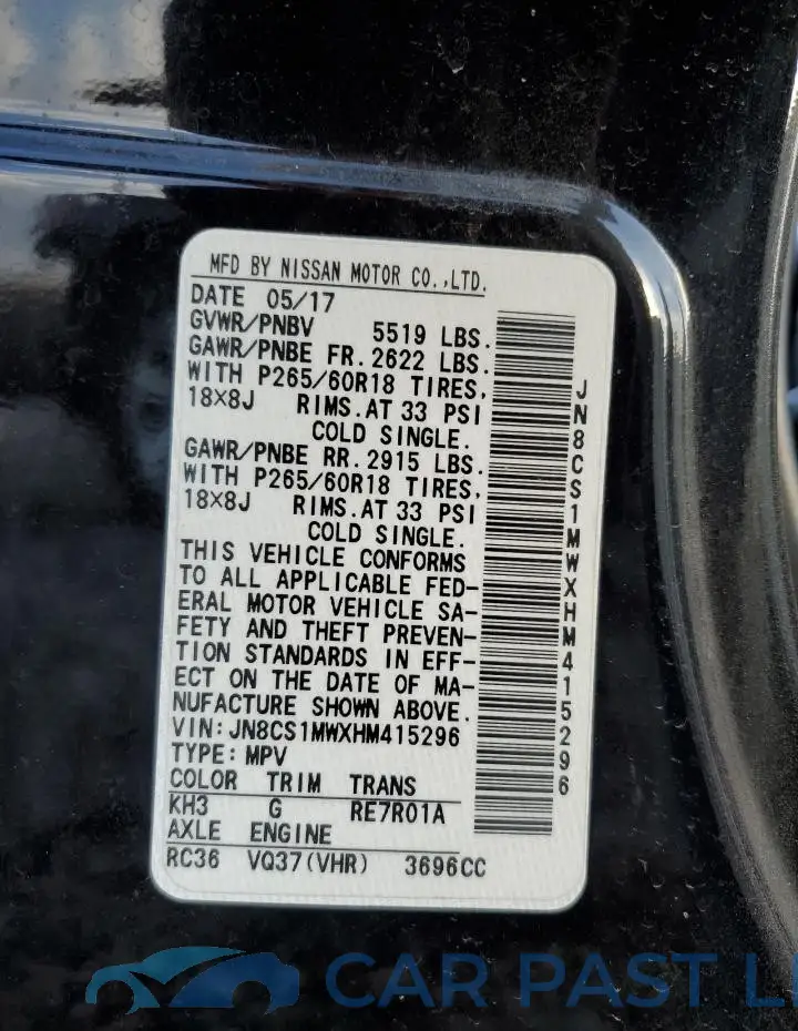 JN8CS1MWXHM415296# 12