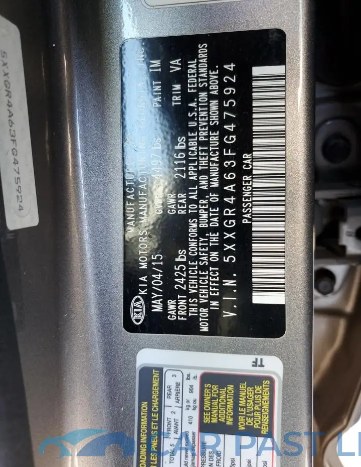 5XXGR4A63FG475924# 12