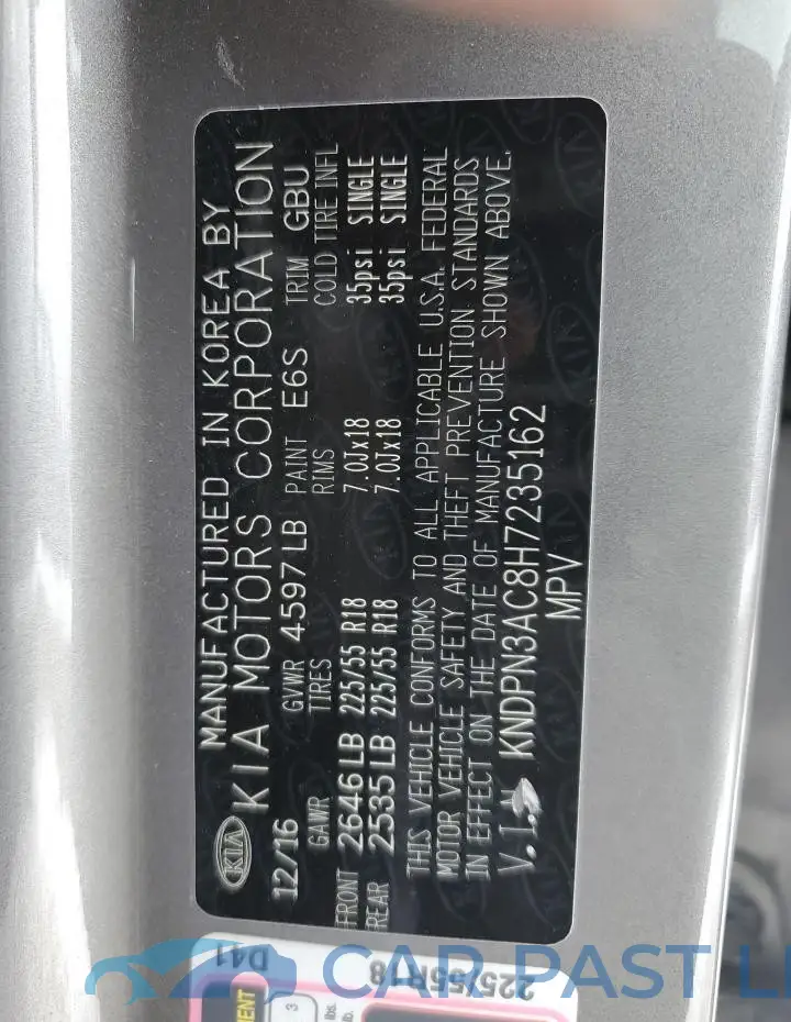 KNDPN3AC8H7235162# 12