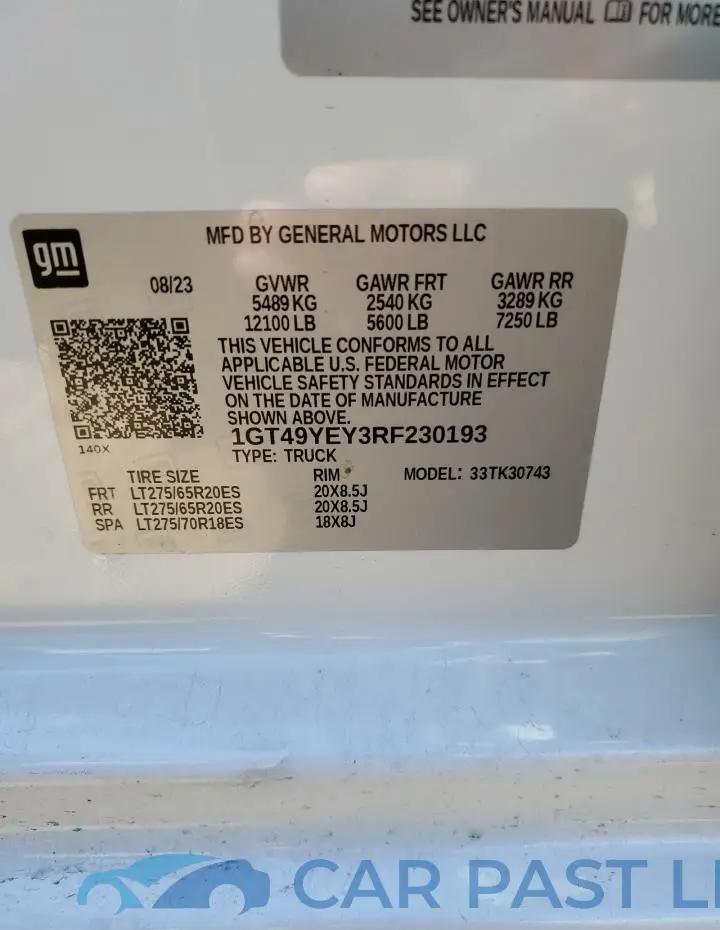 1GT49YEY3RF230193# 12