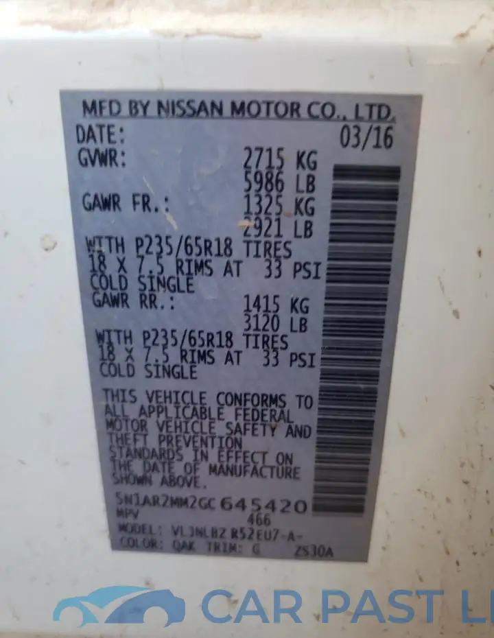 5N1AR2MM2GC645420# 12