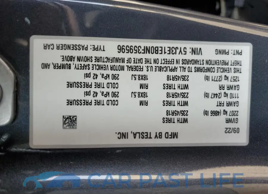 5YJ3E1EB0NF359596# 12