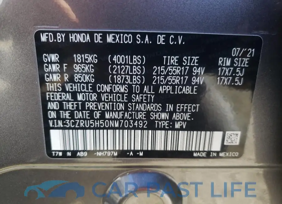 3CZRU5H50NM703492# 14