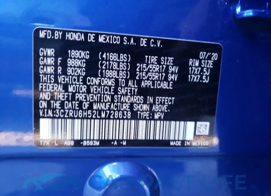 3CZRU6H52LM728638# 12