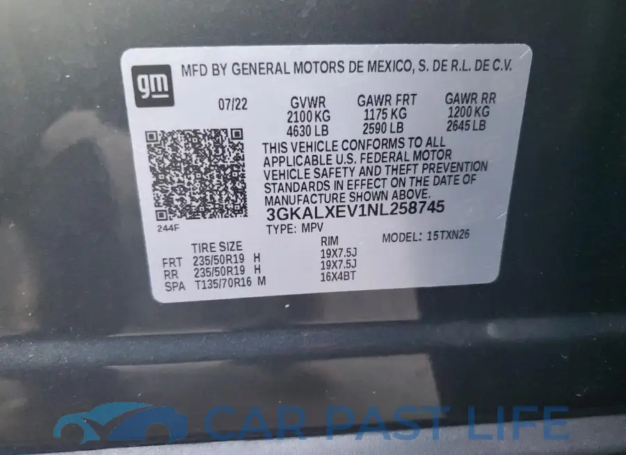 3GKALXEV1NL258745# 13