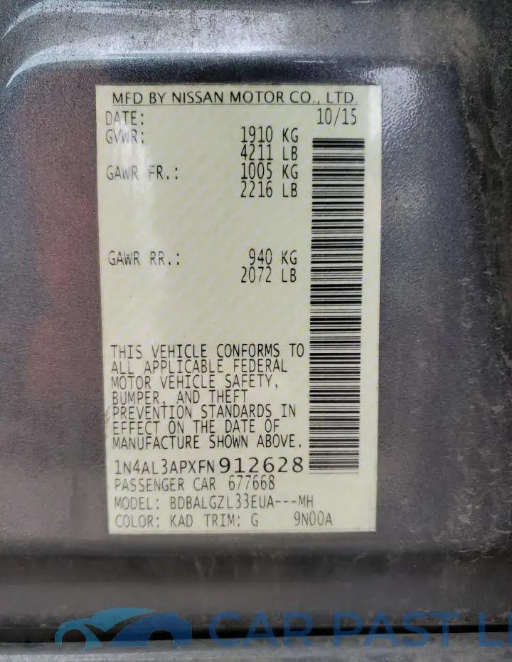 1N4AL3APXFN912628# 12