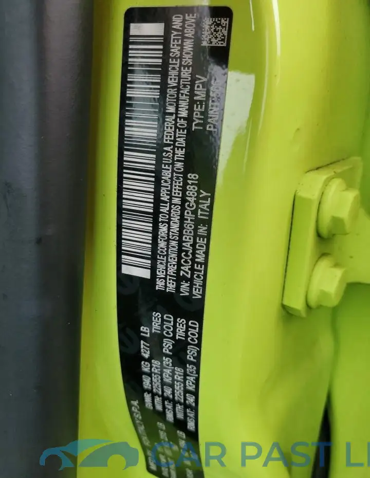 ZACCJABB6HPG48818# 12