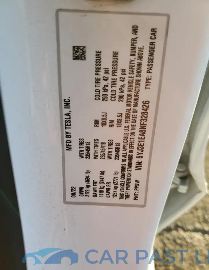 5YJ3E1EA8NF328426# 12