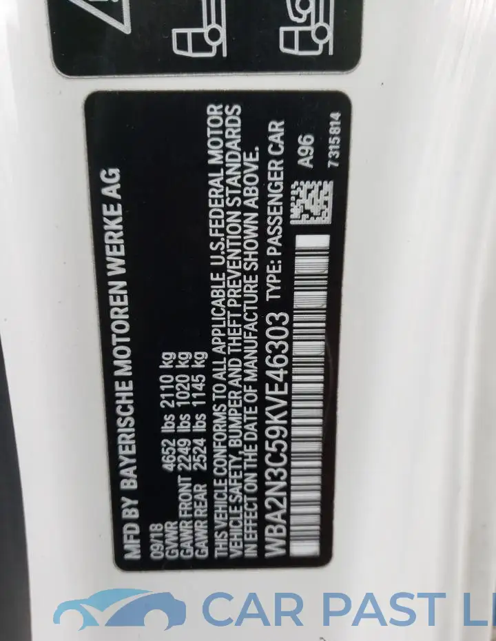 WBA2N3C59KVE46303# 12