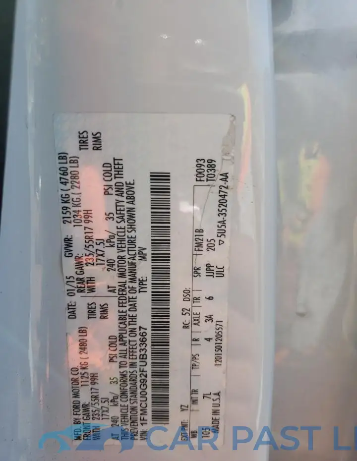 1FMCU0G92FUB33667# 13