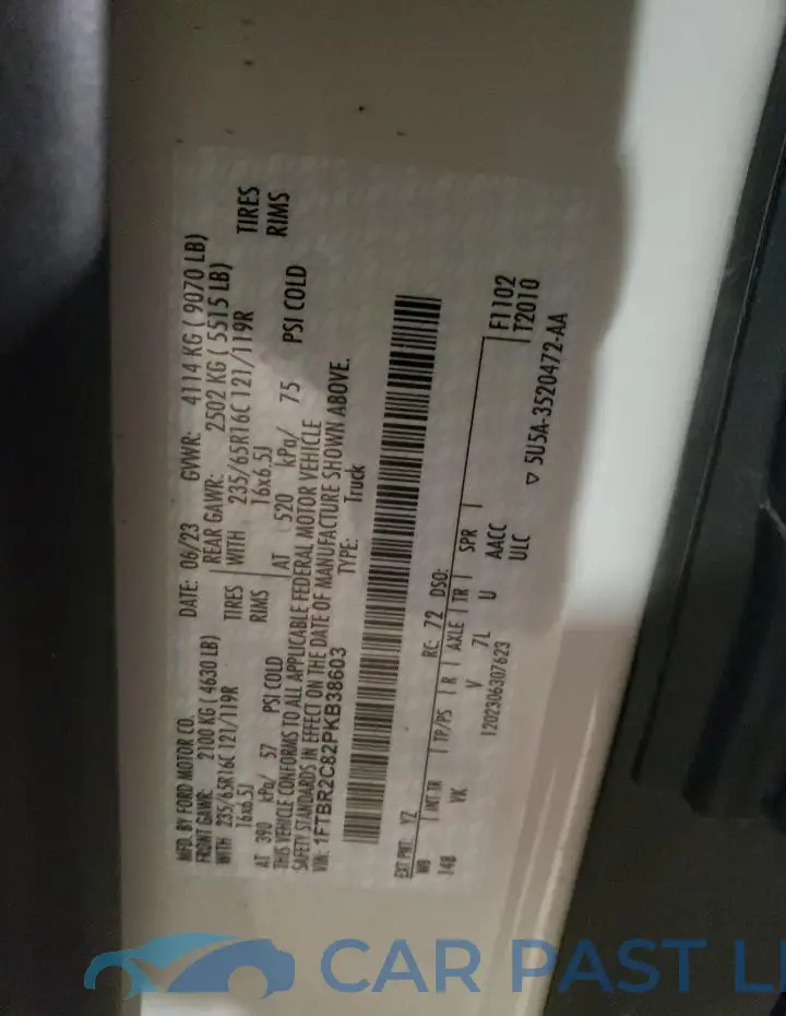 1FTBR2C82PKB38603# 12