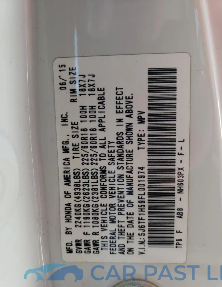 5J6TF1H59FL001974# 12