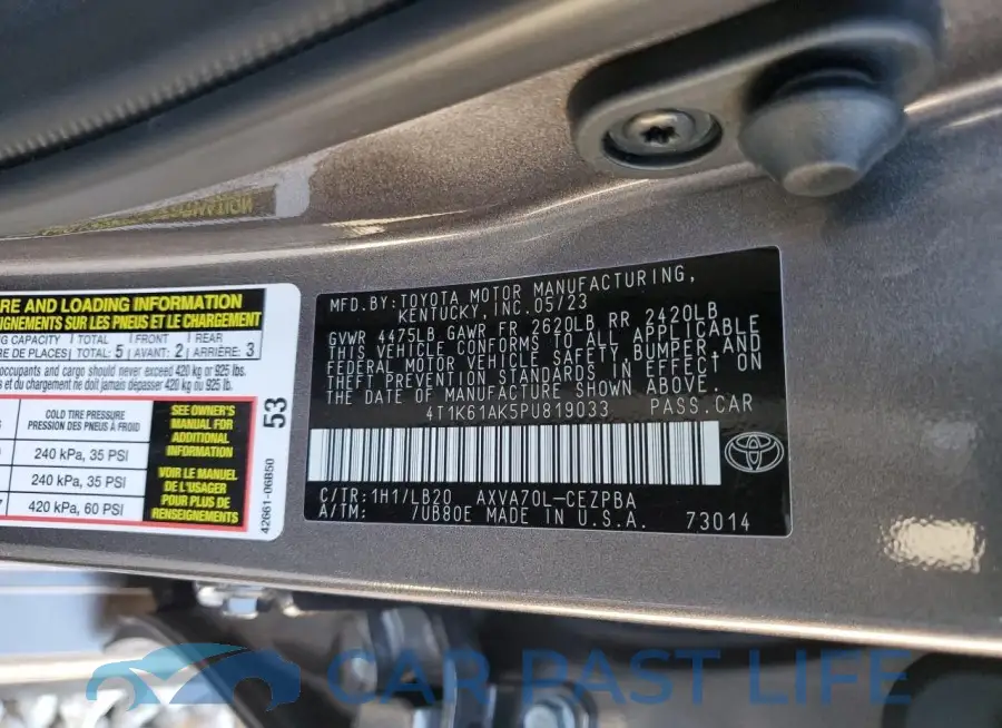 4T1K61AK5PU819033# 12
