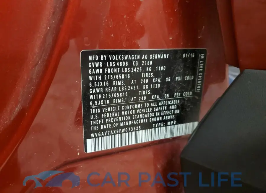 WVGAV7AX9FW073525# 12