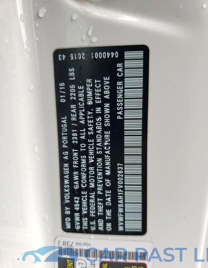 WVWFW8AH1FV002637# 12