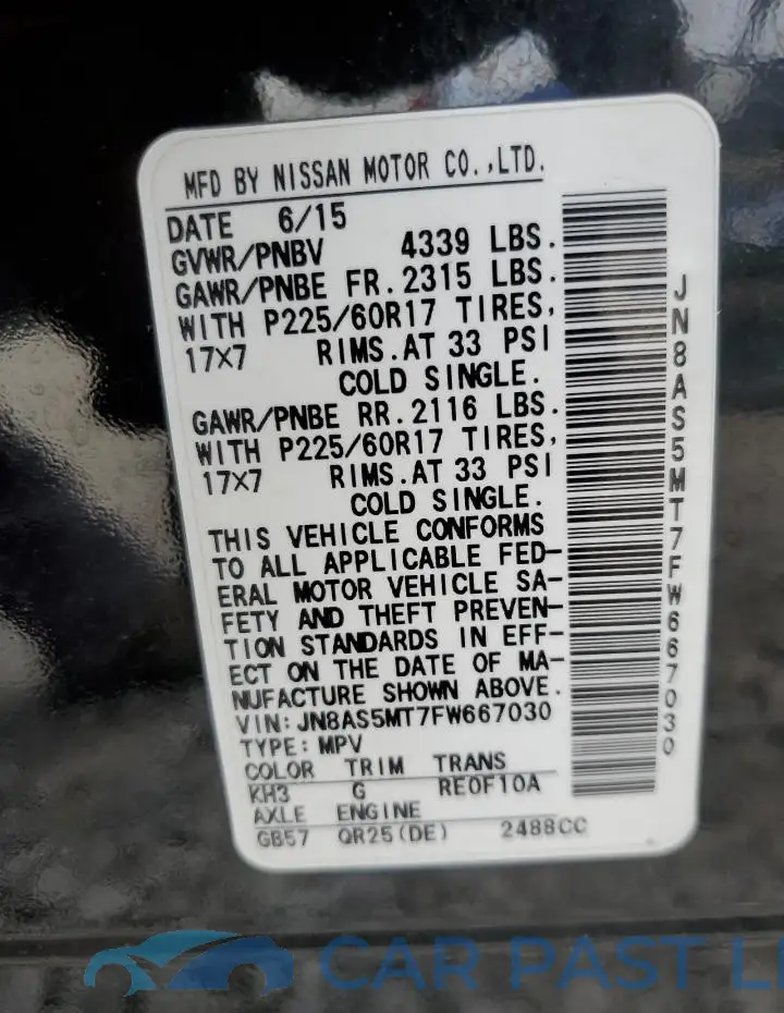 JN8AS5MT7FW667030# 13
