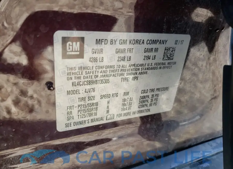 KL4CJCSB9HB135305# 12
