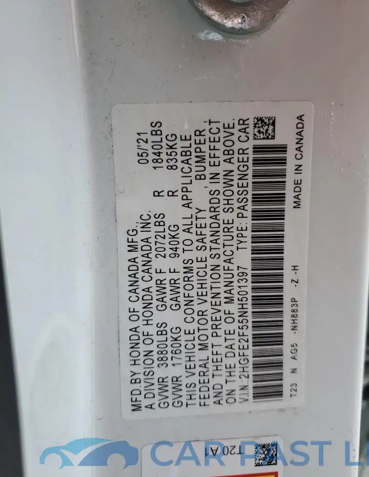 2HGFE2F55NH501397# 12