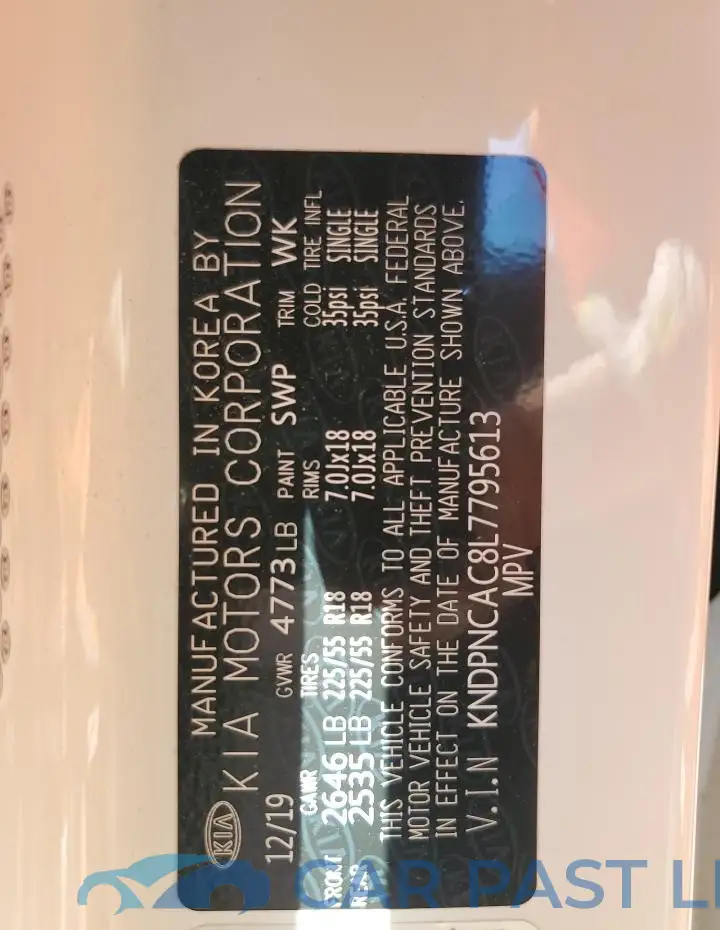 KNDPNCAC8L7795613# 13