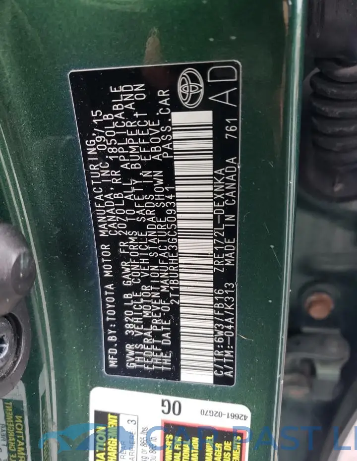 2T1BURHE3GC509341# 12