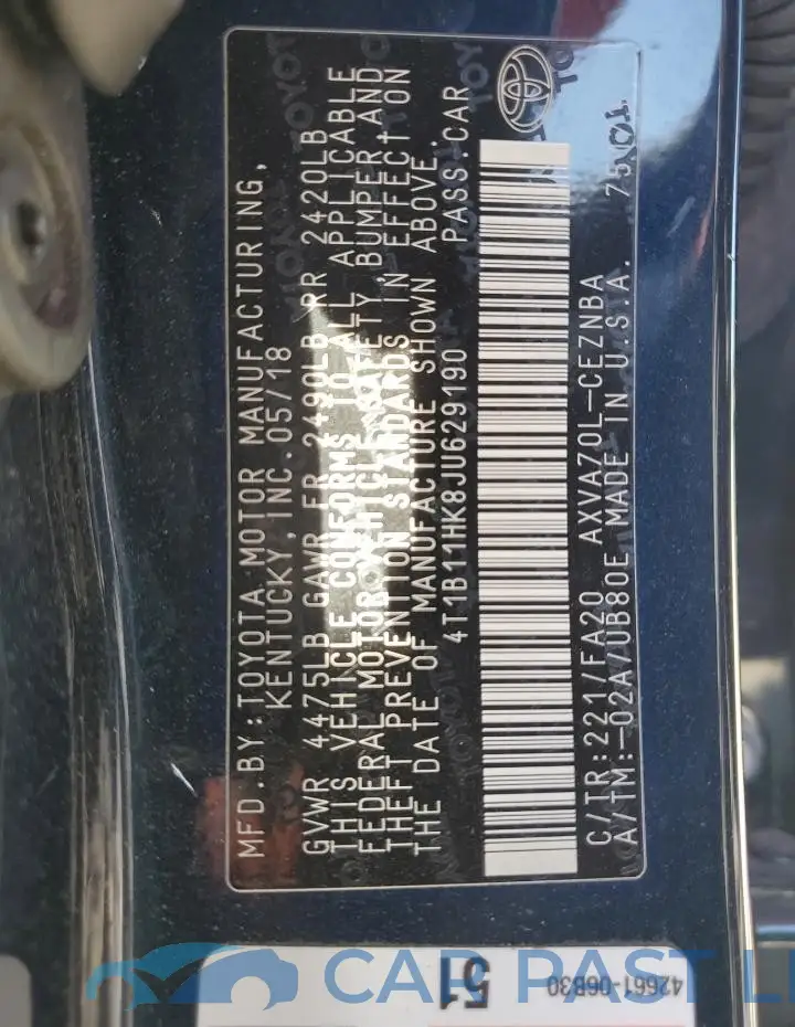 4T1B11HK8JU629190# 12