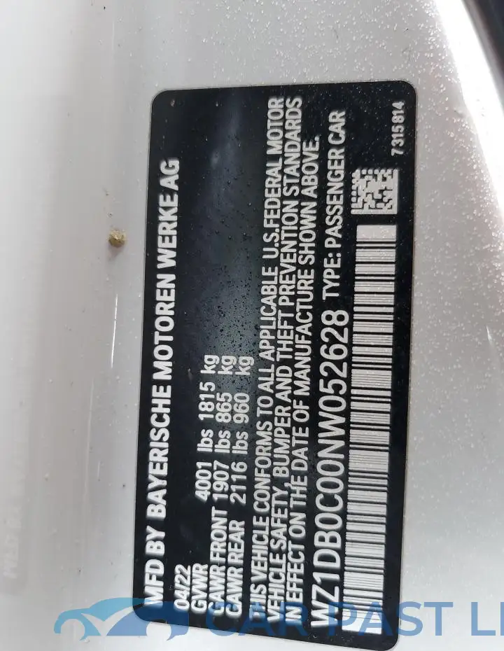 WZ1DB0C00NW052628# 12