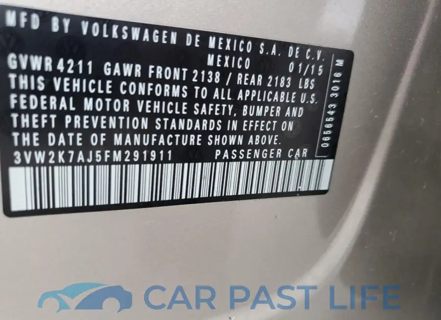3VW2K7AJ5FM291911# 12