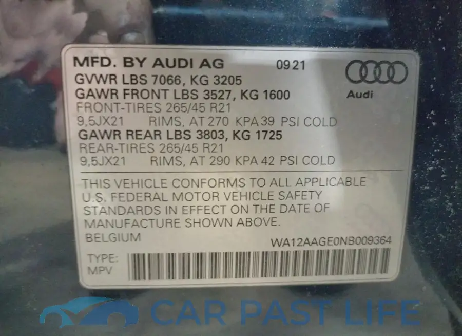 WA12AAGE0NB009364# 13